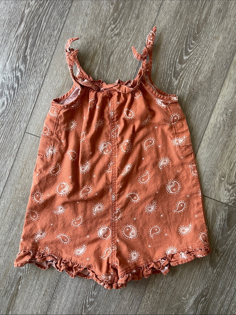 LITTLE CO Lauren Conrad Rust Paisley Tie-Strap Romper